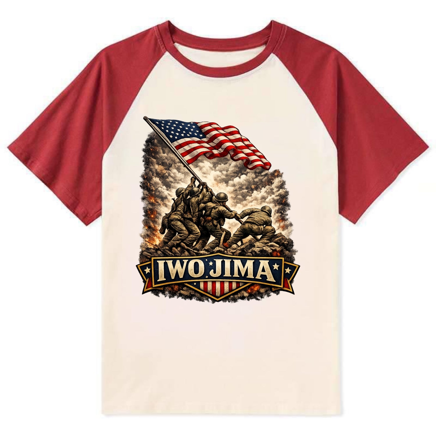 Iwo Jima Flag Raising - Contrast Raglan T-shirt