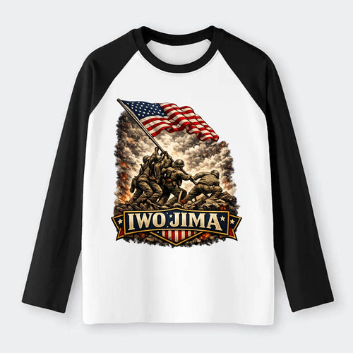 Iwo Jima Flag Raising - Raglan Long Sleeve T-Shirt