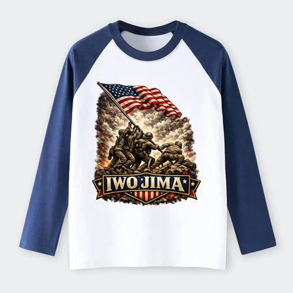 Iwo Jima Flag Raising - Raglan Long Sleeve T-Shirt