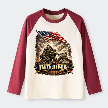 Iwo Jima Flag Raising - Raglan Long Sleeve T-Shirt