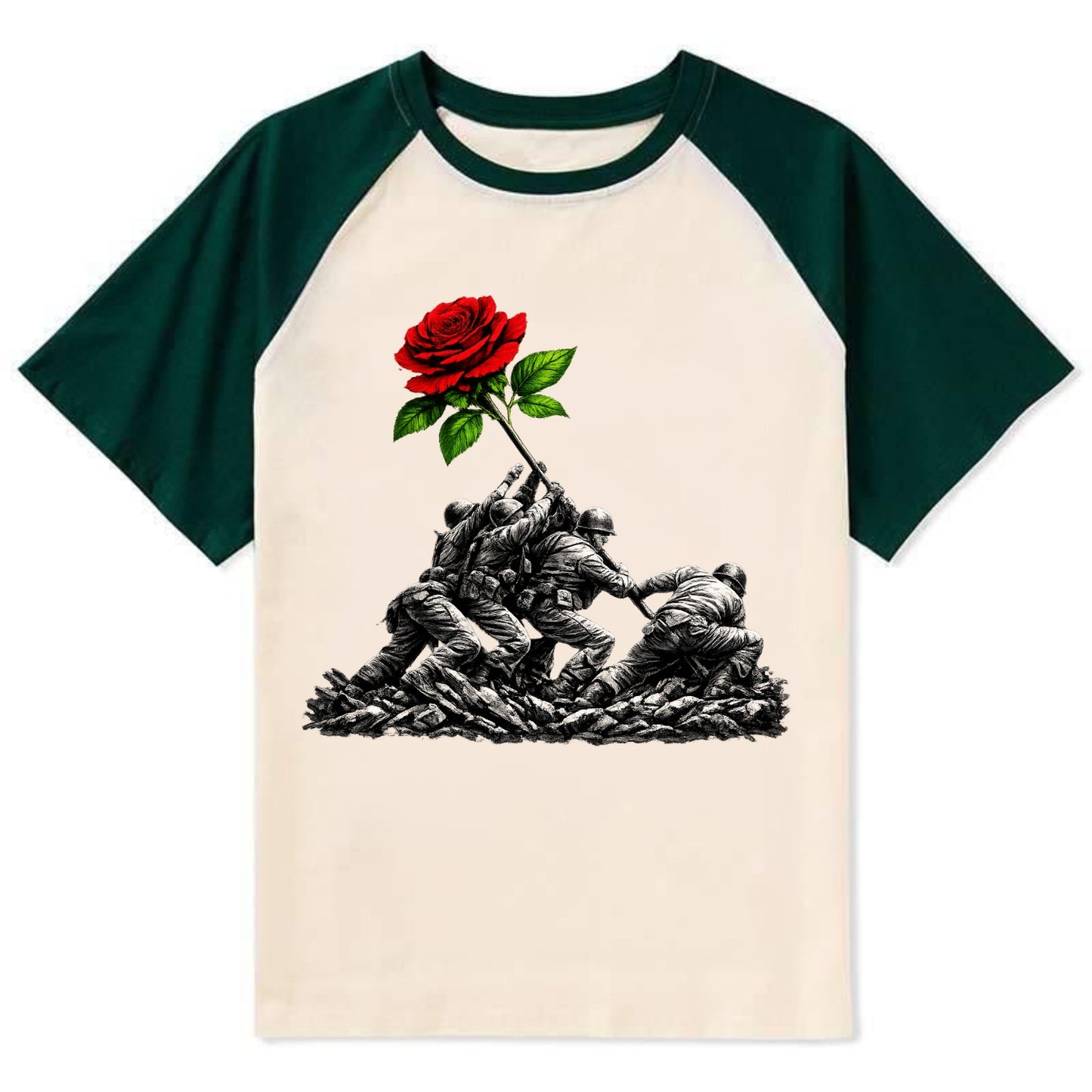 Iwo Jima Rose - Contrast Raglan T-shirt