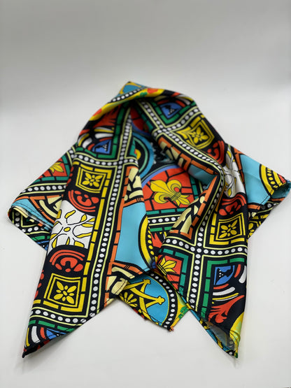 Silk Scarf, Printed Square Silk Twill Bandana, High-End Luxury Mulberry Silk Small Square Scarf for Packaging & Fashion