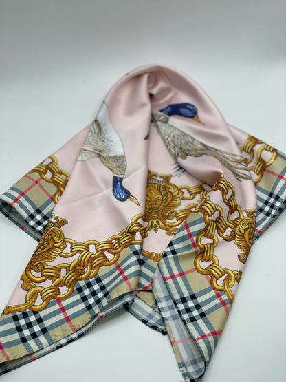Silk Scarf, Printed Square Silk Twill Bandana, High-End Luxury Mulberry Silk Small Square Scarf for Packaging & Fashion