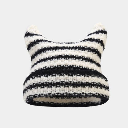 Kids Bear Ear Striped Knit Hat