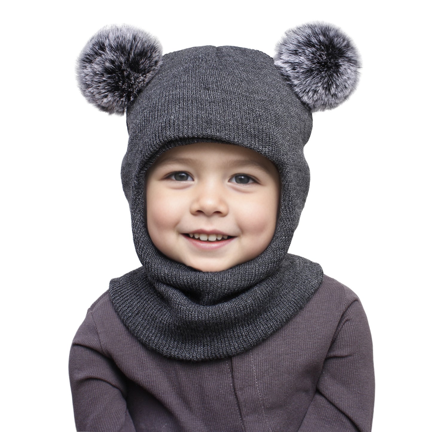 Kids Fleece Lined Earflap Hat & Scarf Set