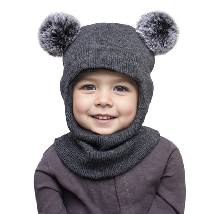 Kids Fleece Lined Earflap Hat & Scarf Set