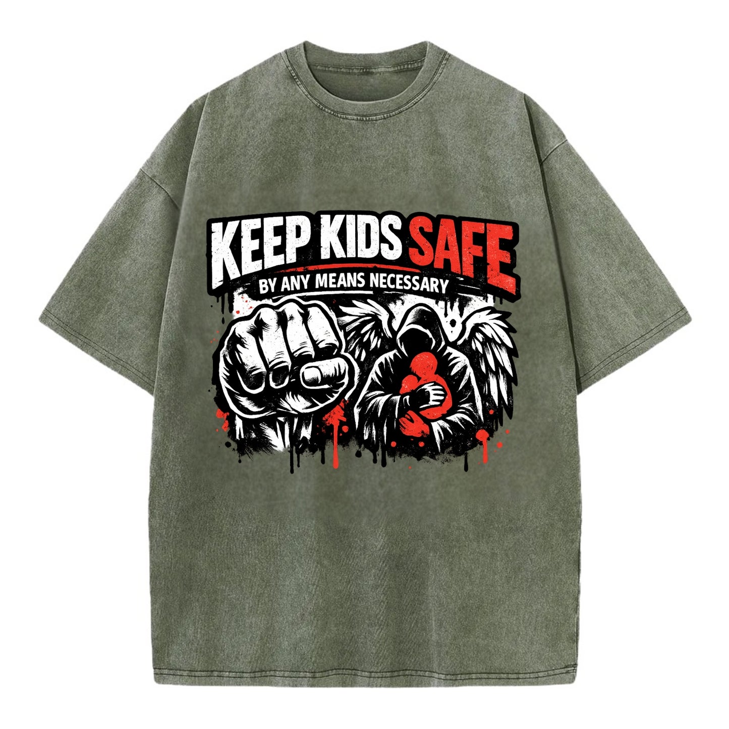 Keep Kids Safe By Any Means - Vintage T-shirt