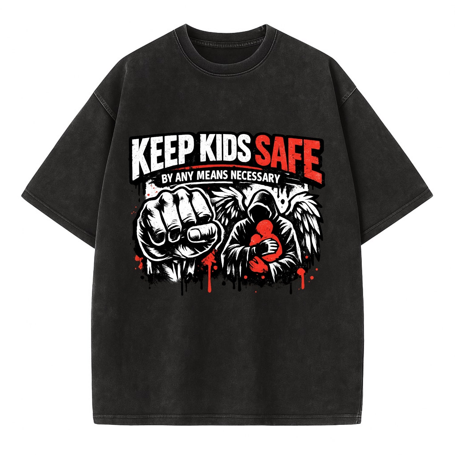 Keep Kids Safe By Any Means - Vintage T-shirt