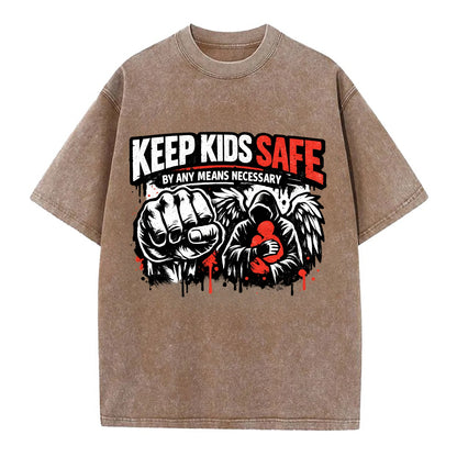 Keep Kids Safe By Any Means - Vintage T-shirt