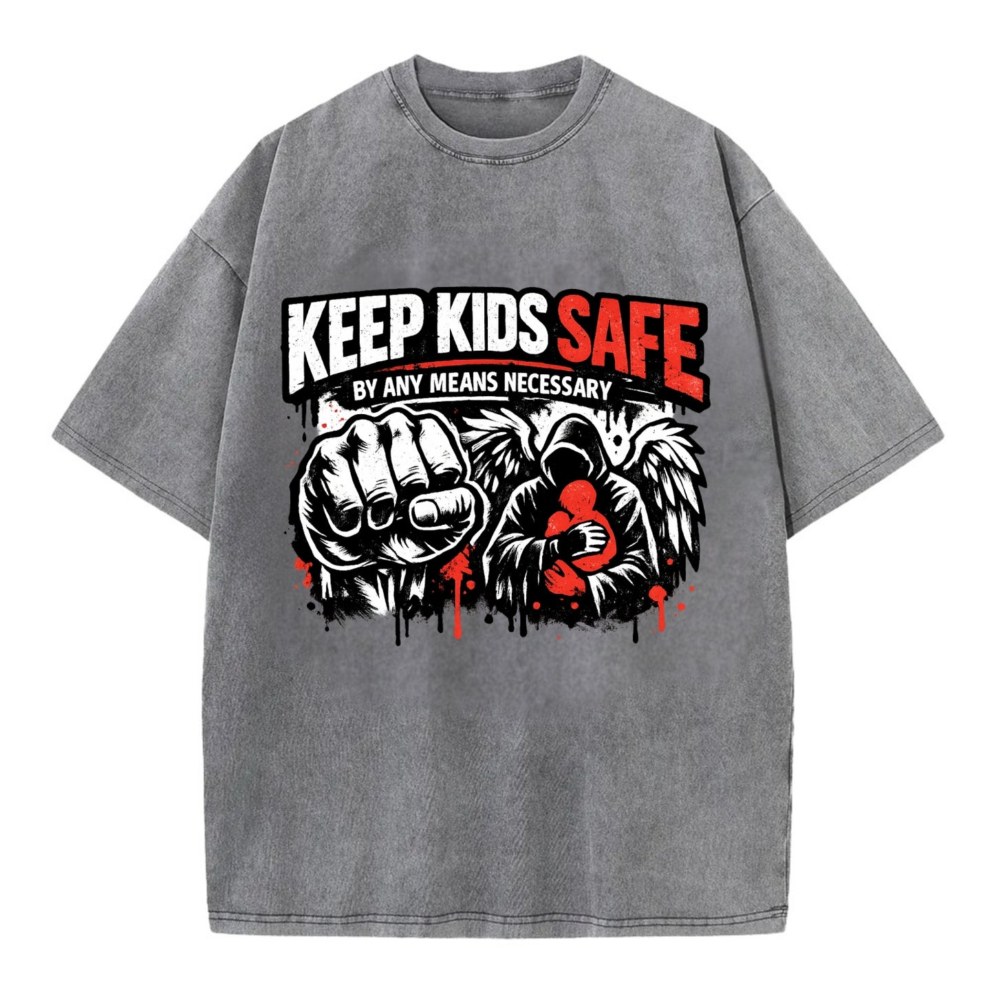 Keep Kids Safe By Any Means - Vintage T-shirt