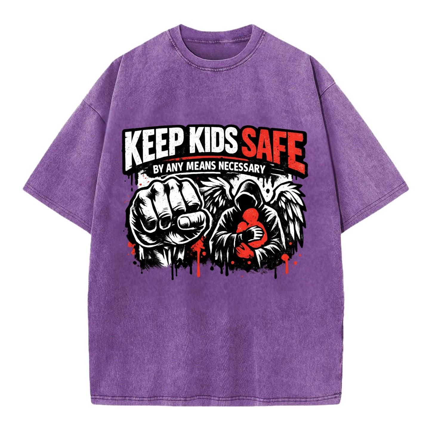 Keep Kids Safe By Any Means - Vintage T-shirt