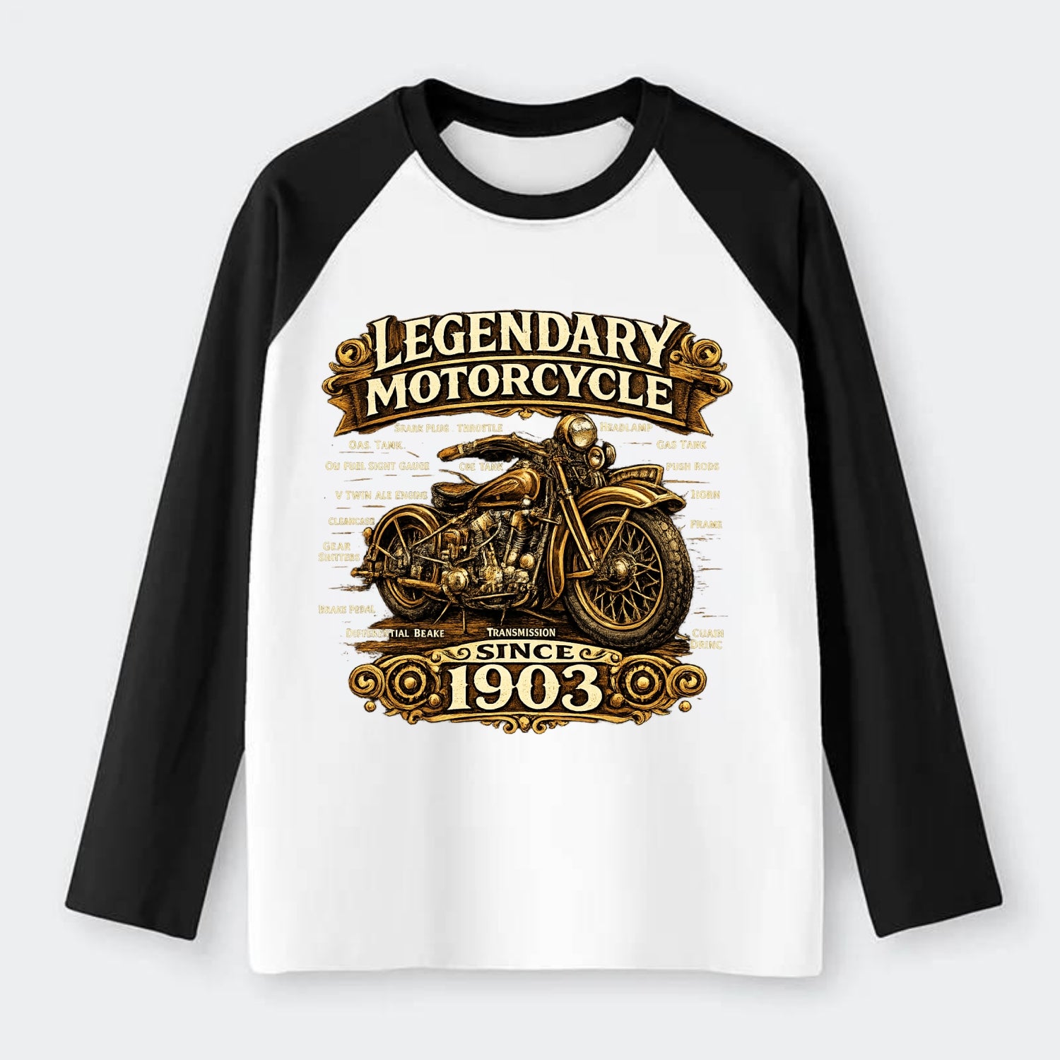 Legendary Motorcycle 1903 - Raglan Long Sleeve T-Shirt