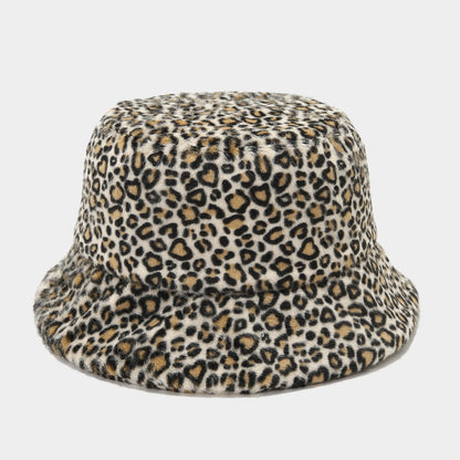 Leopard Plush Fisherman Hat - Cozy Winter Street Style