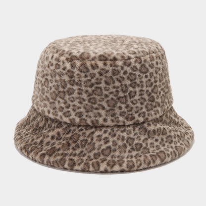 Leopard Plush Fisherman Hat - Cozy Winter Street Style