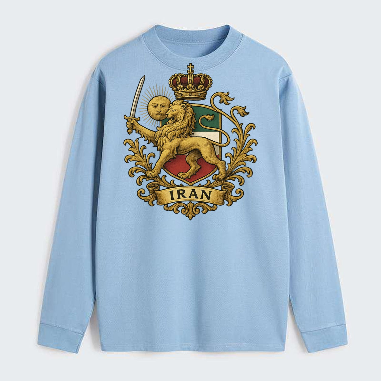 Royal Iran Coat Of Arms - Classic Long Sleeve Shirt - Light Blue