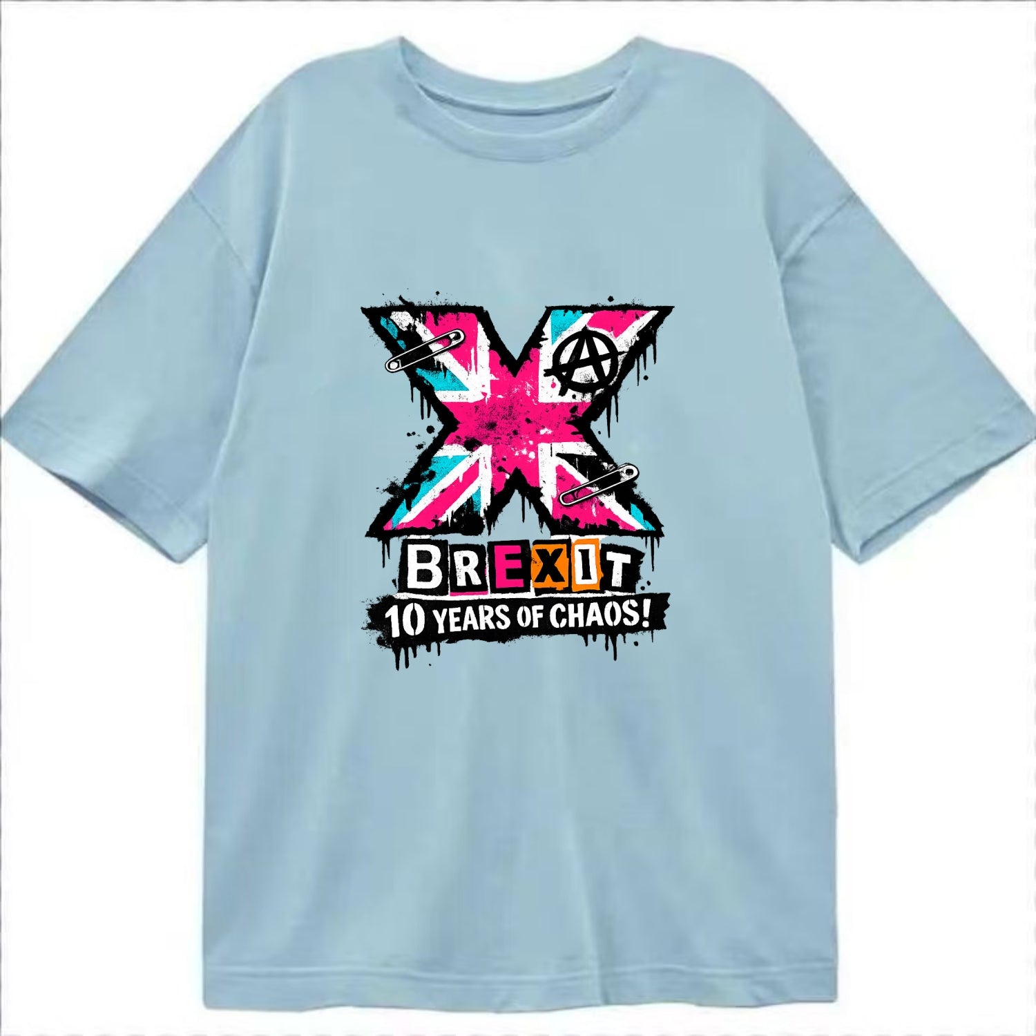 X YEARS | Roman numeral X massive | Union Jack fill pattern | Bold statement - Classic T-shirt - Light Blue