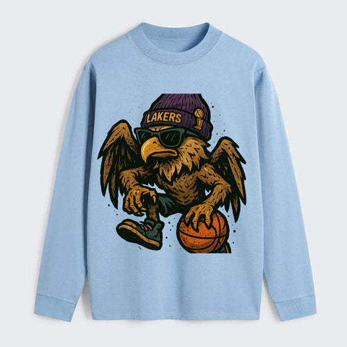 Los Angeles Golden Eagle wearing Lakers beanie with trophy patch and - Classic Long Sleeve Shirt