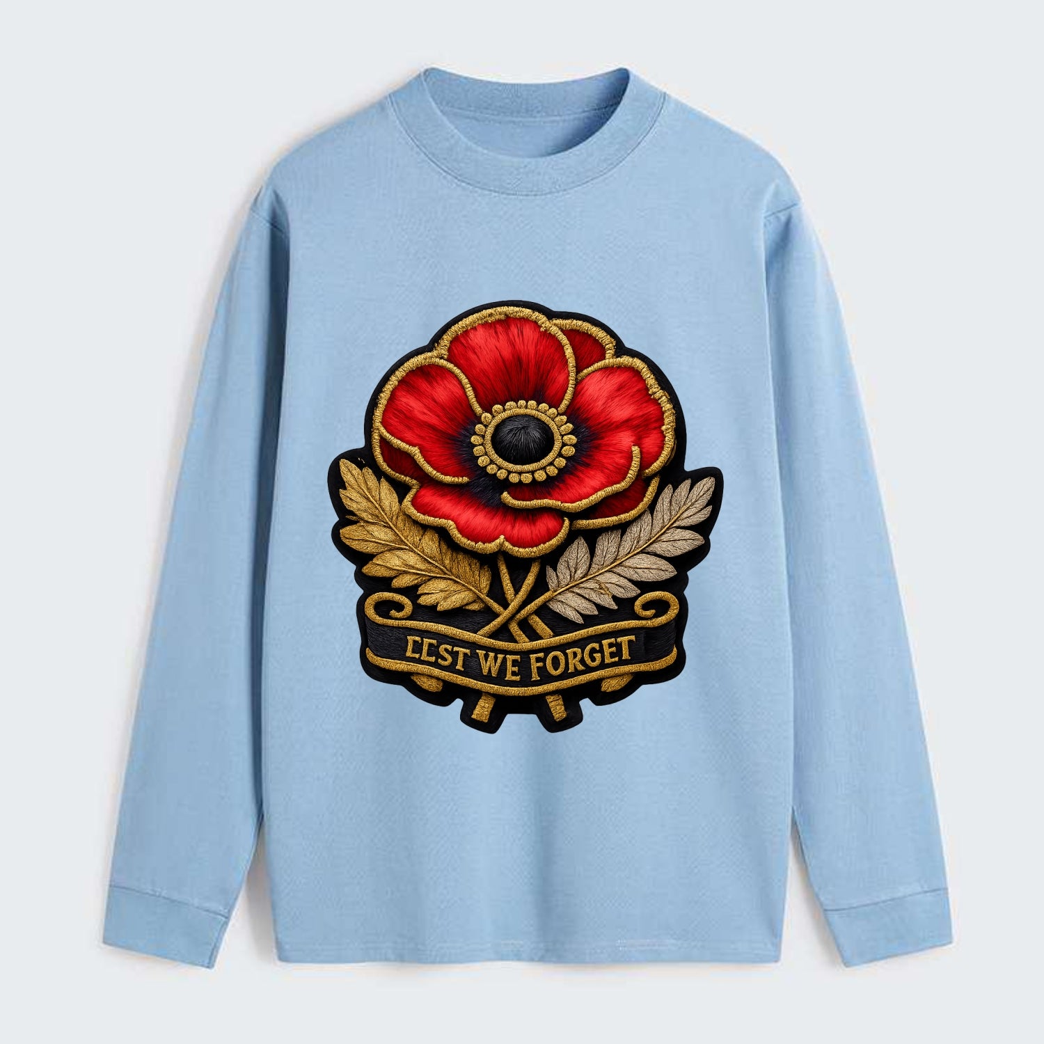 MEMORIAL POPPY - red poppy flower in scarlet , remembrance - Classic Long Sleeve Shirt - Light Blue