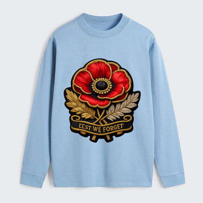 MEMORIAL POPPY - red poppy flower in scarlet , remembrance - Classic Long Sleeve Shirt - Light Blue