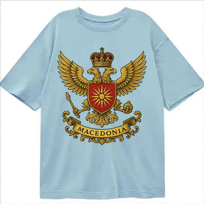 Macedonia Heritage Badge  - Classic T-shirt - Light Blue