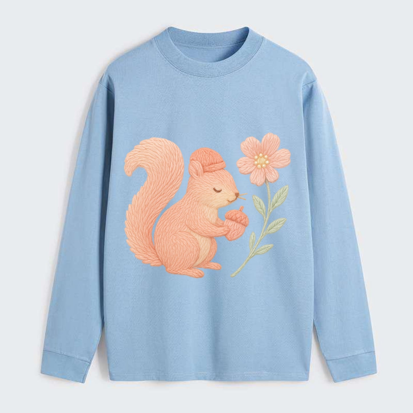 Coral Squirrel - Classic Long Sleeve Shirt - Light Blue