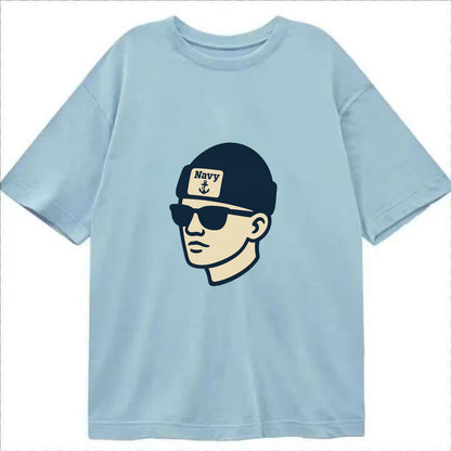 Annapolis Midshipman wearing Navy beanie with anchor patch - Classic T-shirt - Light Blue
