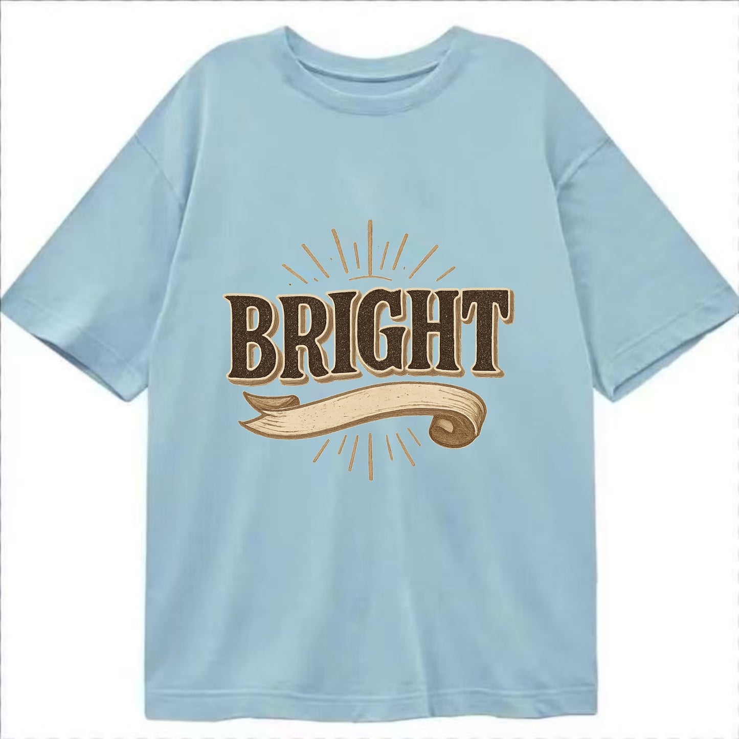 Bold typography design - "BRIGHT" - intelligent, shining - Classic T-shirt - Light Blue