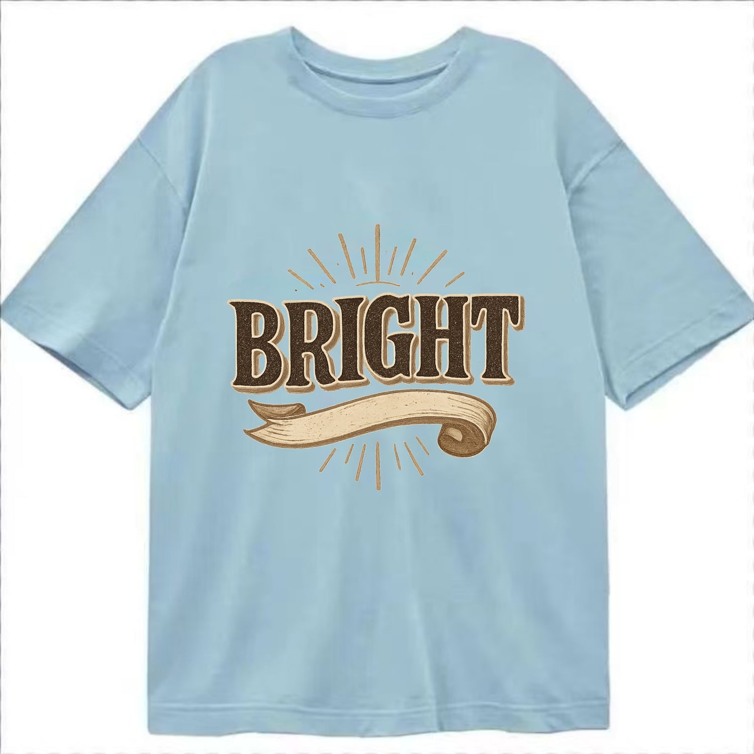 Bold typography design - "BRIGHT" - intelligent, shining - Classic T-shirt - Light Blue