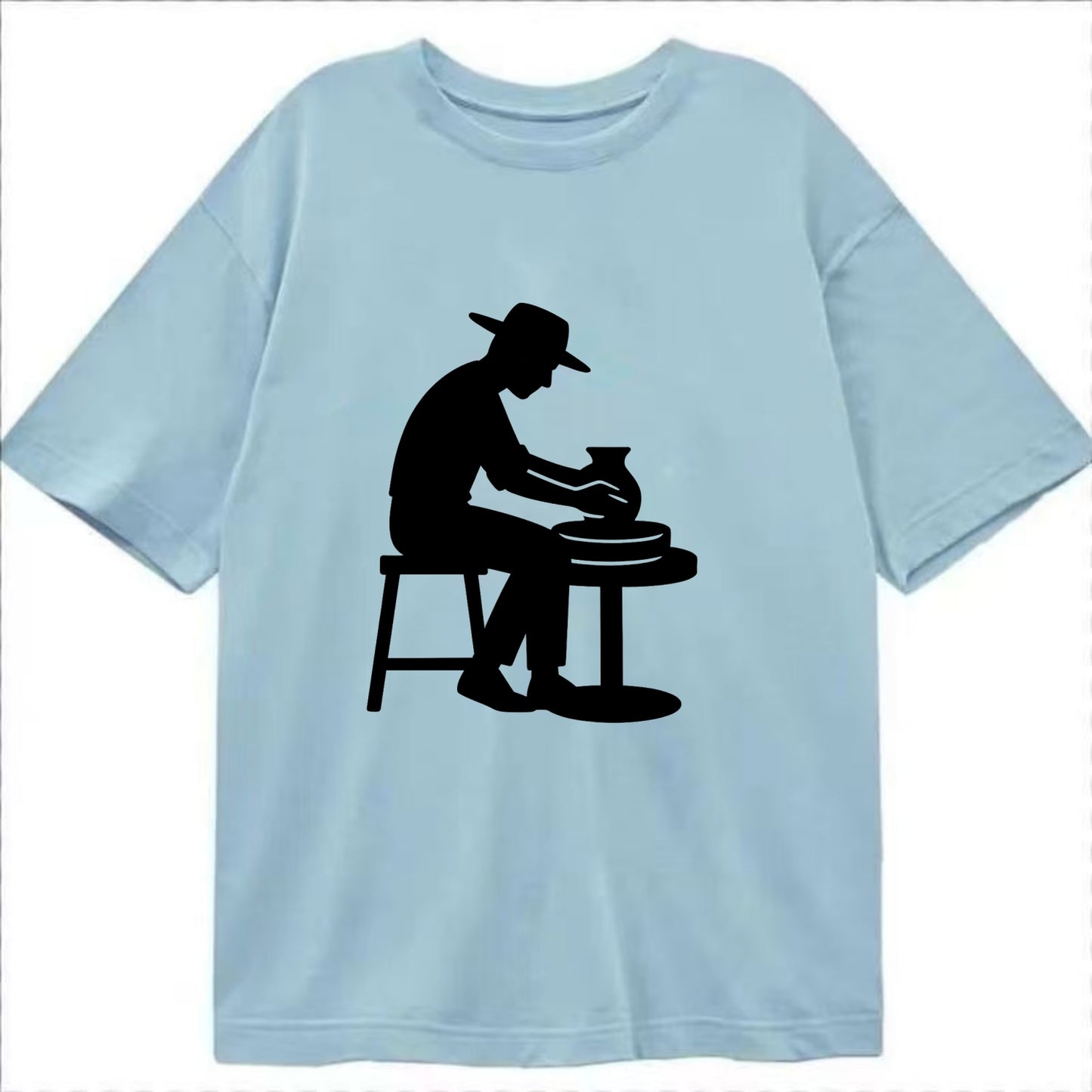 Potter shaping clay on wheel - Classic T-shirt - Light Blue