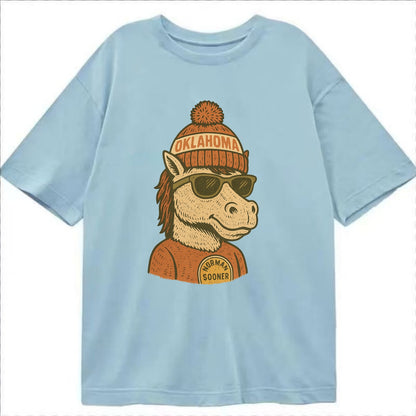 Norman Sooner Horse wearing Oklahoma bea - Classic T-shirt - Light Blue