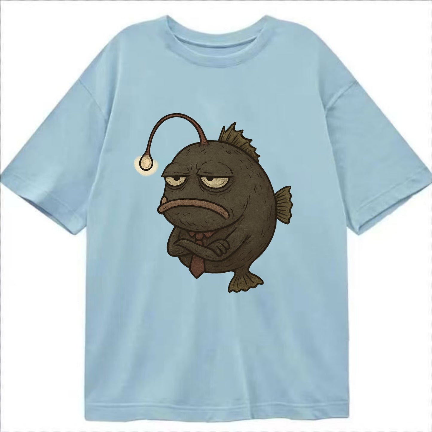 THE ANGLERFISH LURES DISAPPOINTMENT | Dark gray anglerfish with dim light - Classic T-shirt - Light Blue