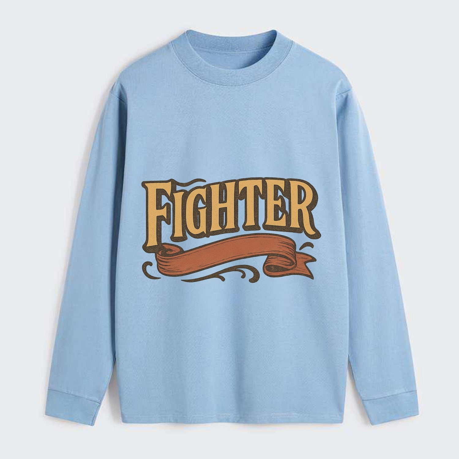Bold typography design - "FIGHTER" - never giving up, battling on - Classic Long Sleeve Shirt - Light Blue
