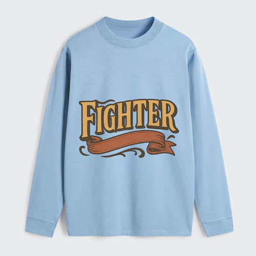Bold typography design - FIGHTER - never giving up, battling on - Classic Long Sleeve Shirt