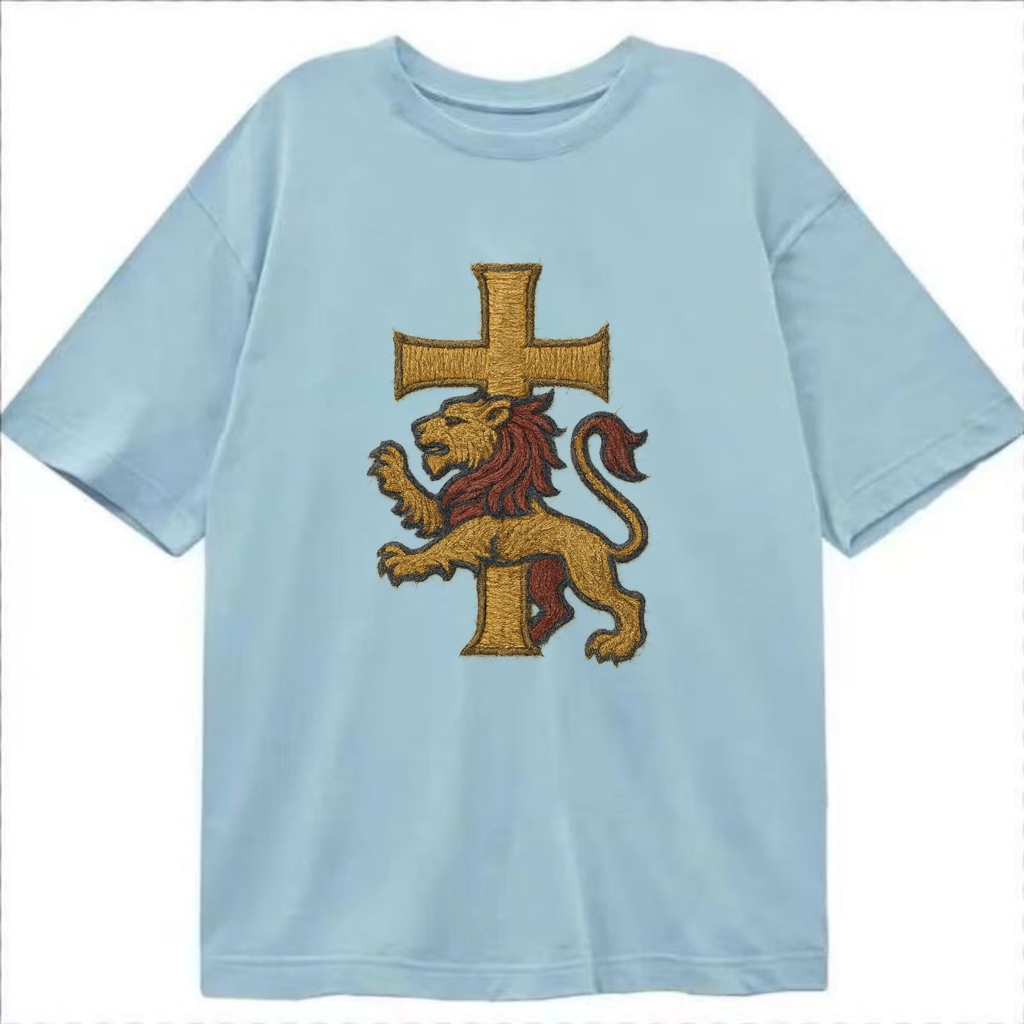 Lion and Cross  - Classic T-shirt - Light Blue