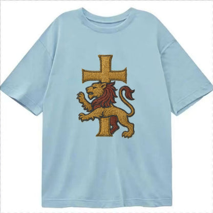 Lion and Cross  - Classic T-shirt - Light Blue