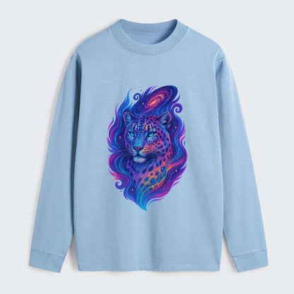 Majestic snow leopard with rainbow gradient spots, crystalline flowing - Classic Long Sleeve Shirt - Light Blue