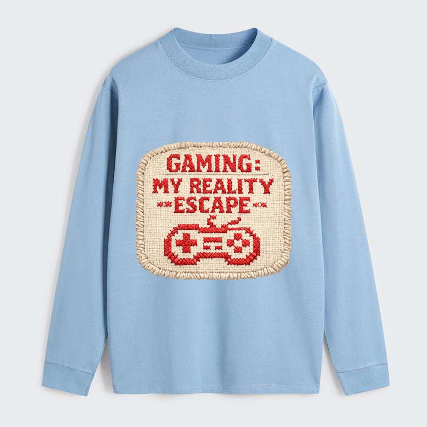 GAMING: MY REALITY ESCAPE - red game escape - red - gaming reality - Classic Long Sleeve Shirt - Light Blue