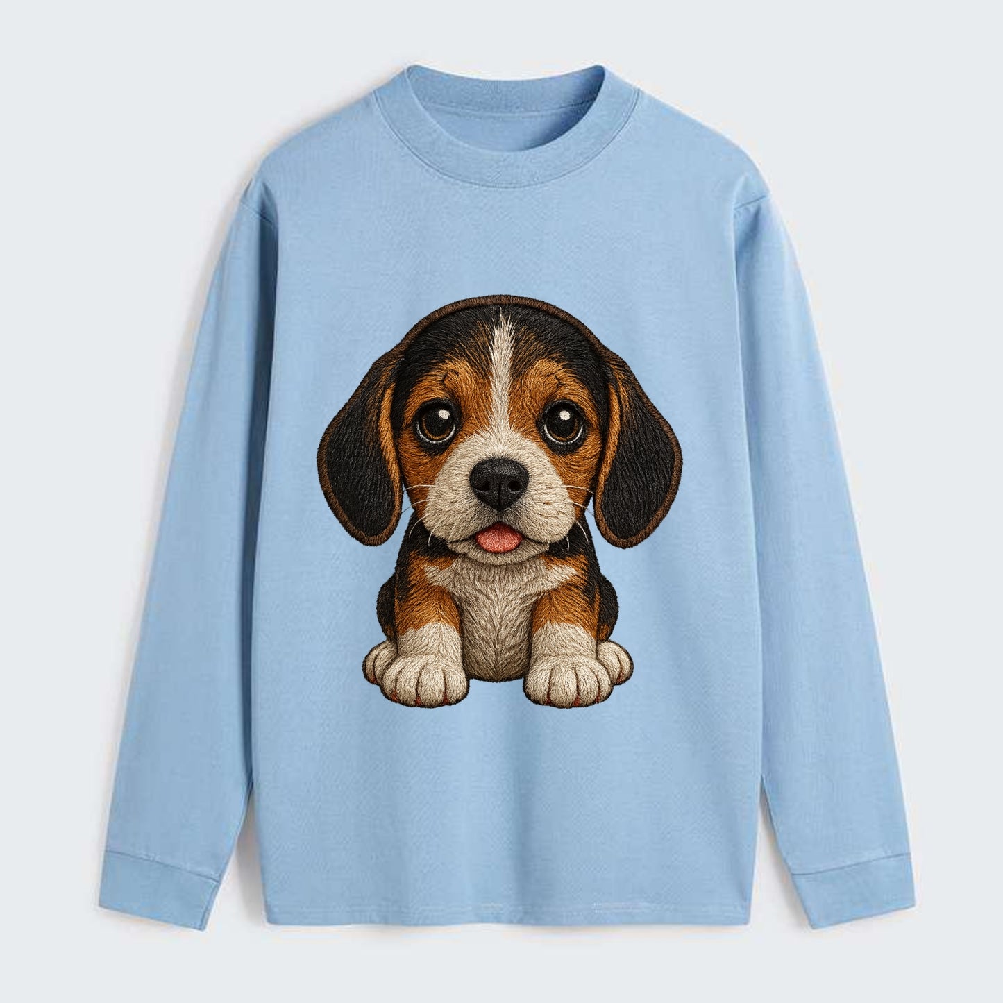 Baby Beagle Puppy - tricolor coat, long droopy ears, big pleading eyes, - Classic Long Sleeve Shirt - Light Blue
