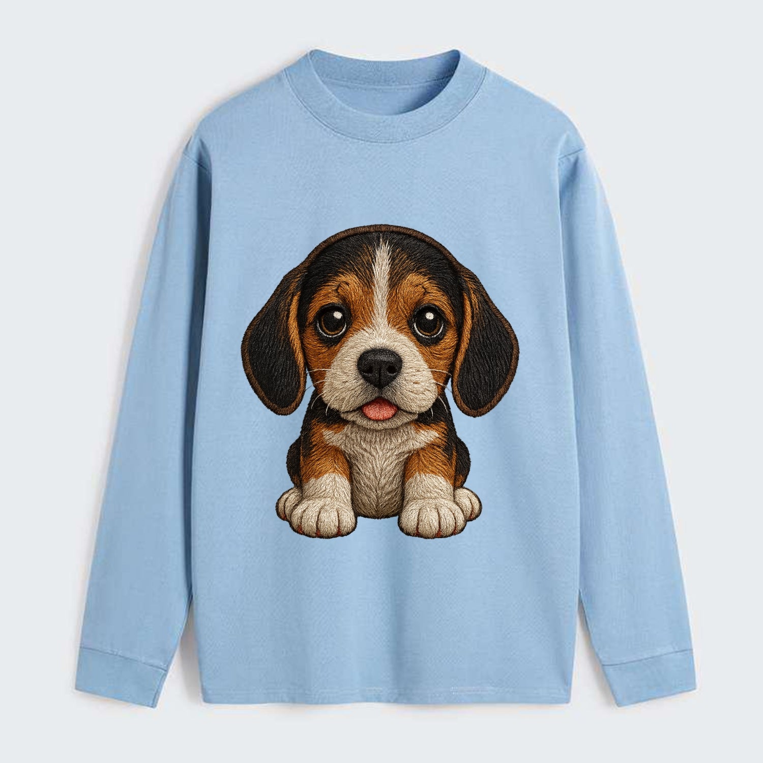 Baby Beagle Puppy - tricolor coat, long droopy ears, big pleading eyes, - Classic Long Sleeve Shirt - Light Blue