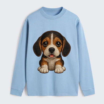 Baby Beagle Puppy - tricolor coat, long droopy ears, big pleading eyes, - Classic Long Sleeve Shirt - Light Blue