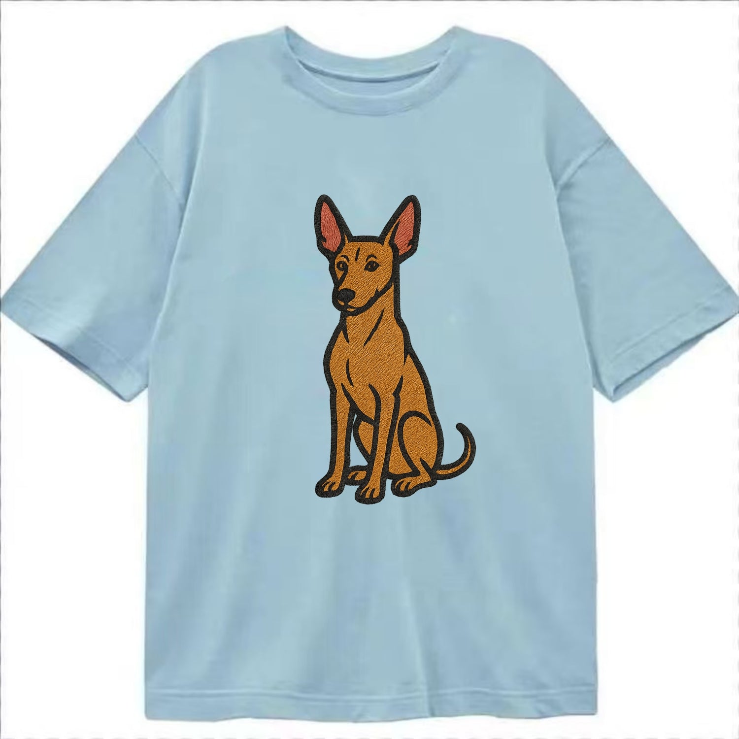 Pharaoh Hound - Tan colored embroidered pose - Classic T-shirt - Light Blue