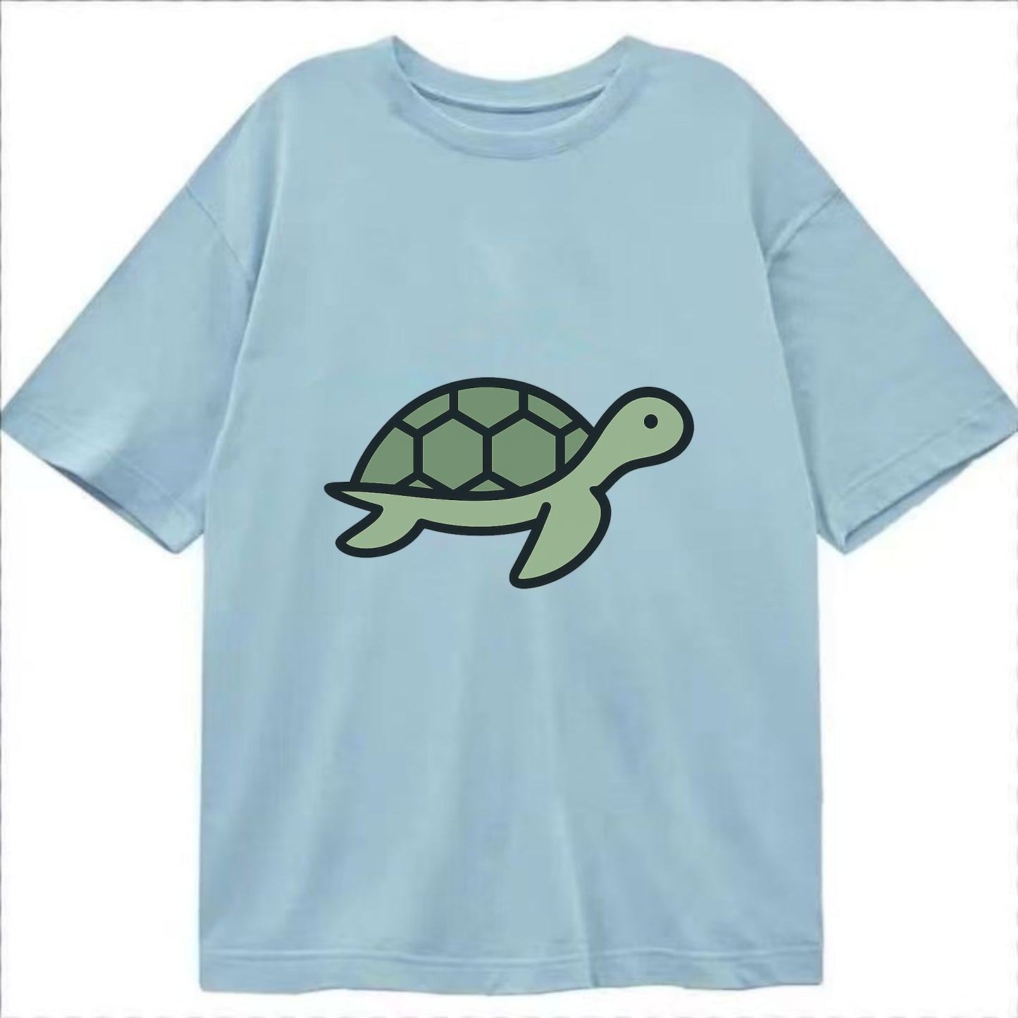 Sea Turtle - Green with shell pattern flat side profile - Classic T-shirt - Light Blue