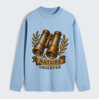 Binoculars for birdwatching - nature observer - Classic Long Sleeve Shirt - Light Blue