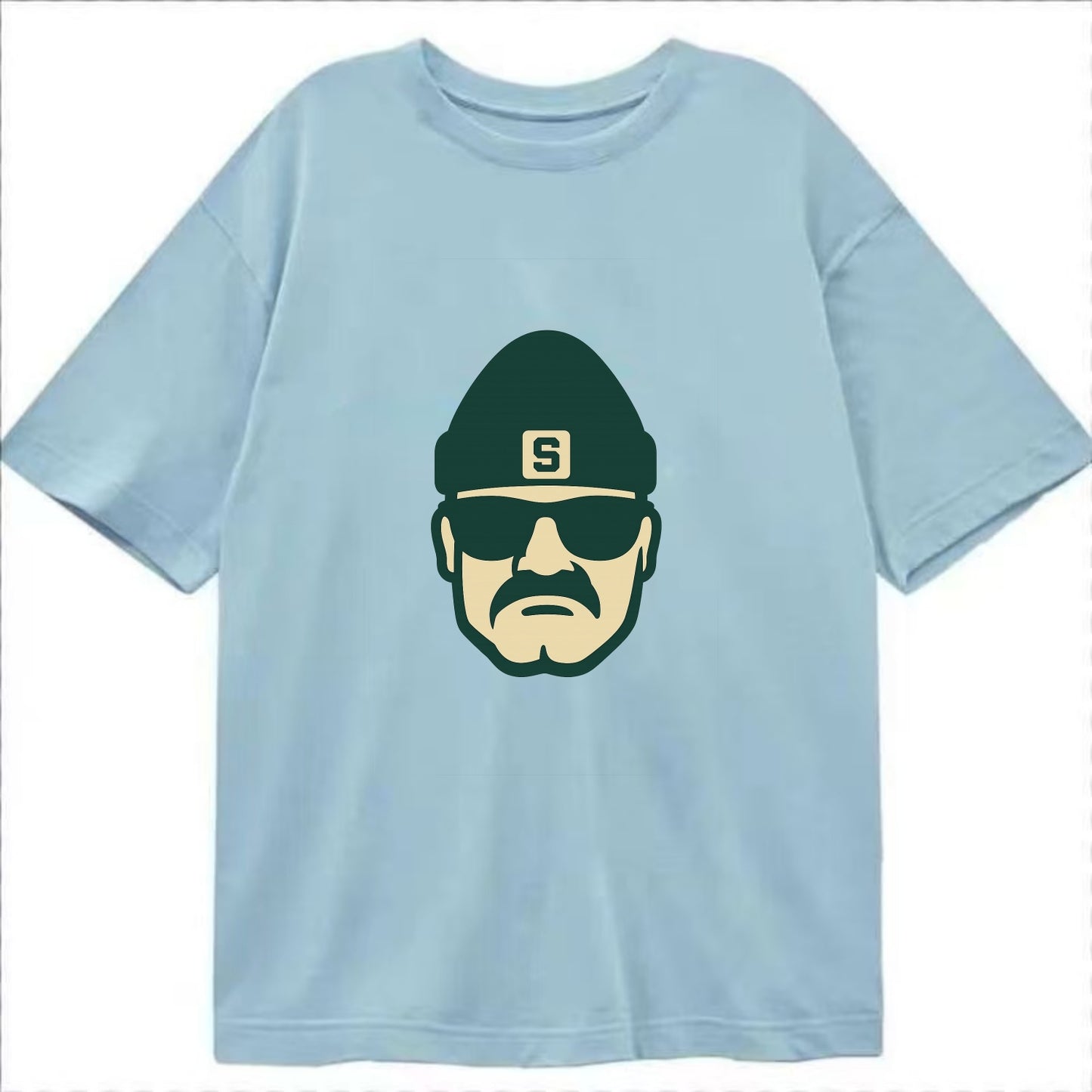 East Lansing Spartan wearing Michigan State beanie with S patch - Classic T-shirt - Light Blue