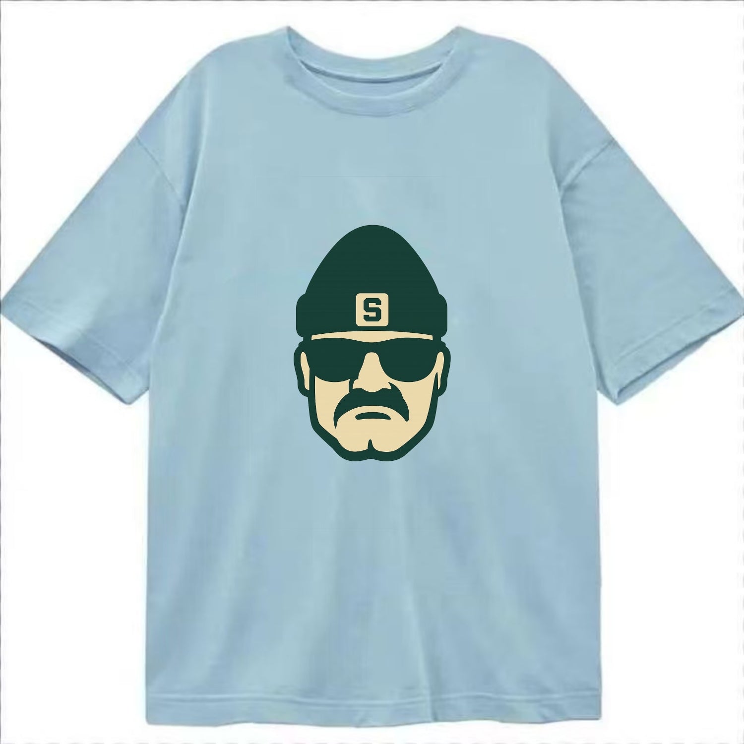 East Lansing Spartan wearing Michigan State beanie with S patch - Classic T-shirt - Light Blue