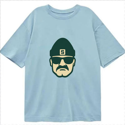 East Lansing Spartan wearing Michigan State beanie with S patch - Classic T-shirt - Light Blue