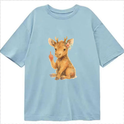 baby moose with adorable tiny antlers, one hoof raised in attitude - Classic T-shirt - Light Blue