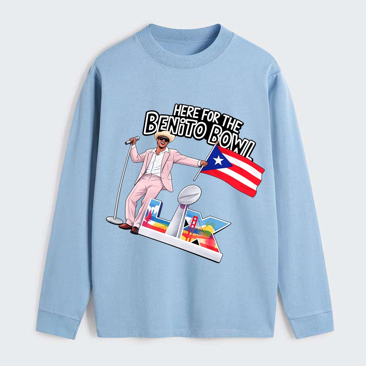 Here For The Bento Bowl - Classic Long Sleeve Shirt - Light Blue