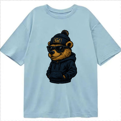 Berkeley Bear wearing Cal beanie with script patch - Classic T-shirt - Light Blue