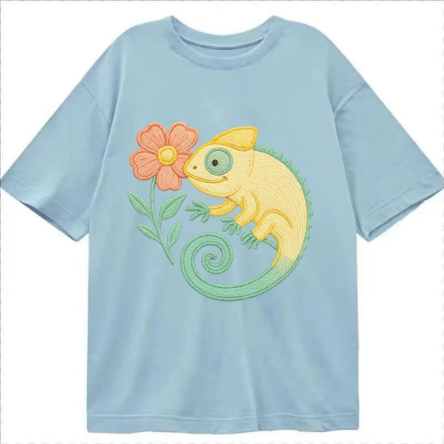 Yellow Chameleon - Classic T-shirt - Light Blue